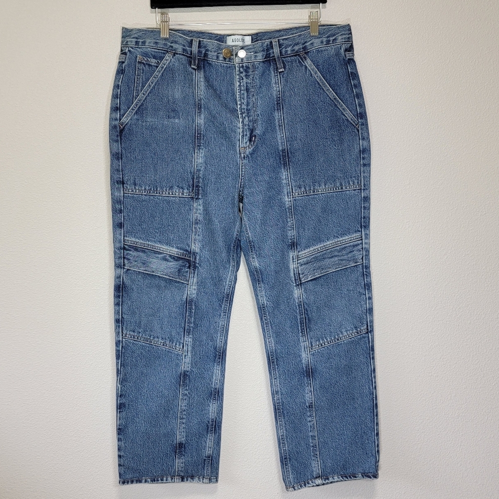 Agolde Cooper Cargo carpenter denim jeans in light wash - Picture 4 of 12
